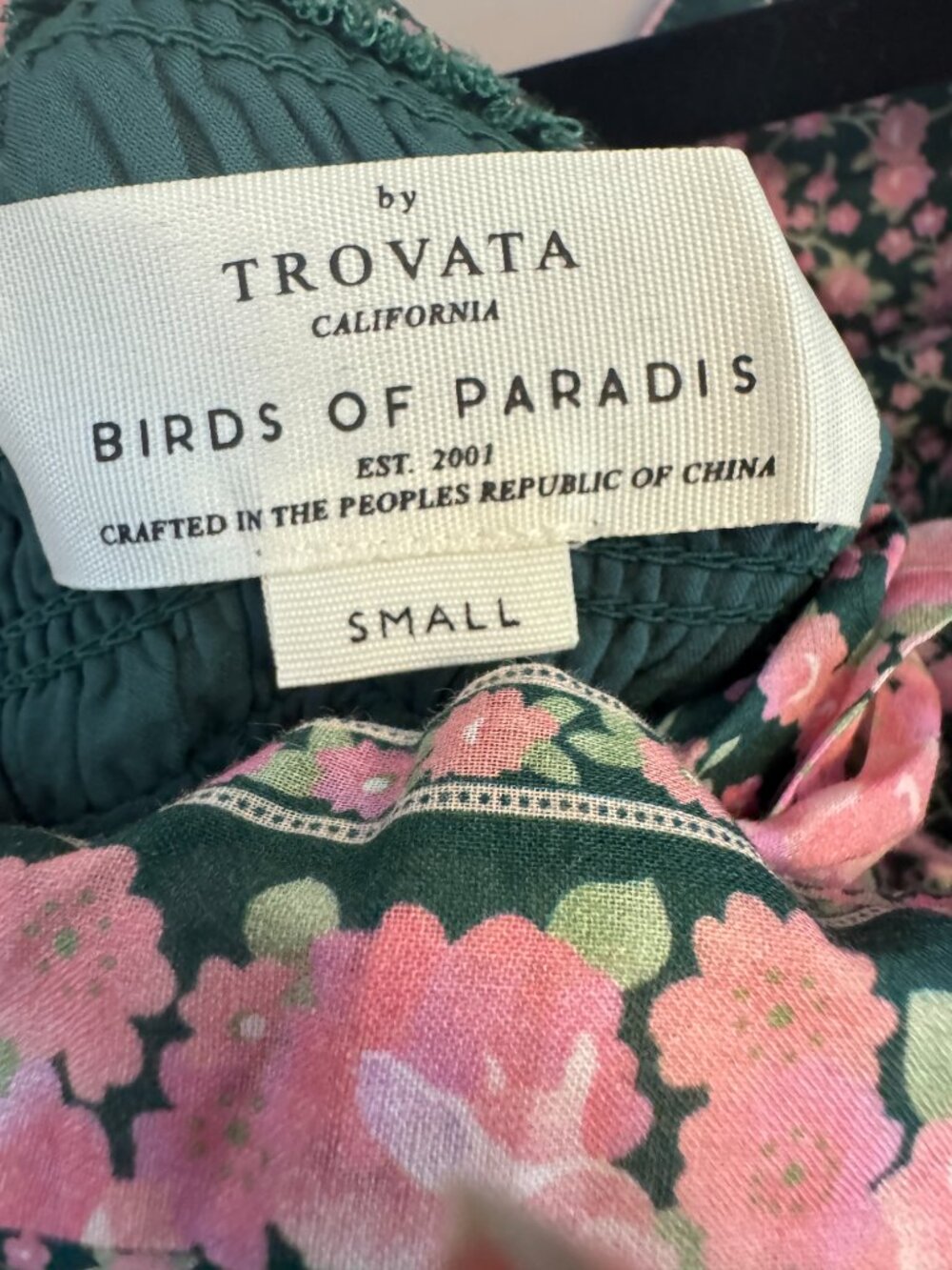 Trovata Birds of Paradis Smocked Floral Midi Dress - Tie Back - Picture 4 of 6